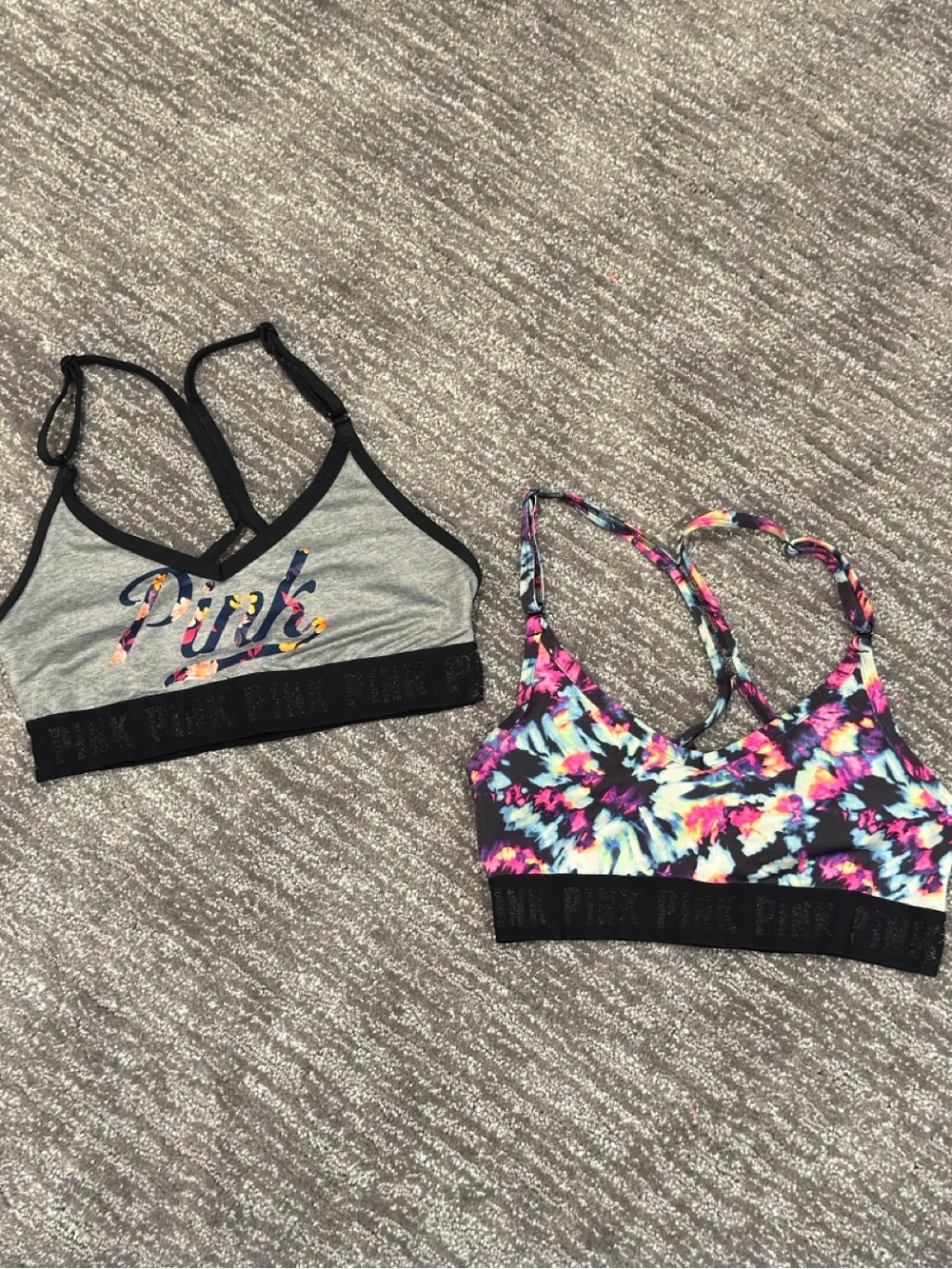 PINK Victorias Secret Sports Bras Athletic Apparel XS Set of 2